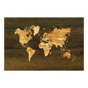 Foto Mapa Mundial de Madeira