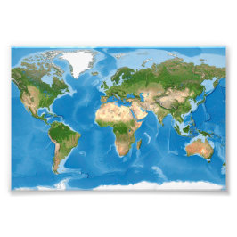 Foto Mapa Mundial Topográfico Ilustrado da Terra