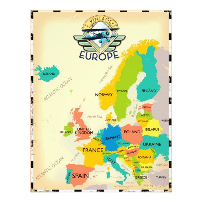 Foto Mapa Retro da Europa. (Frente)