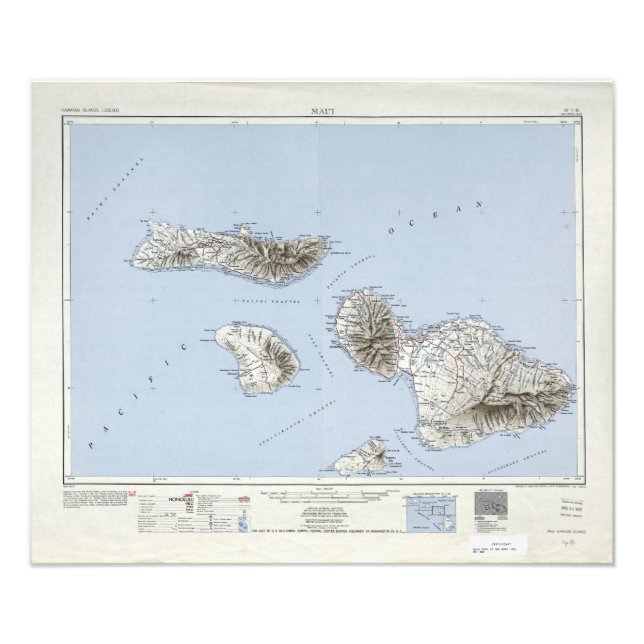 Foto Mapa Topográfico de Vintage Maui Hawaii (Frente)
