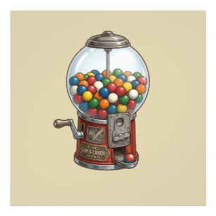 Foto Máquina de gomas vermelha vintage e doces colorido
