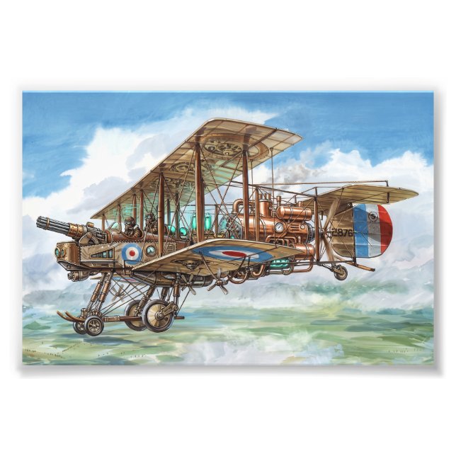 Foto Máquina Voadora Biplano Steampunk Vickers (Frente)