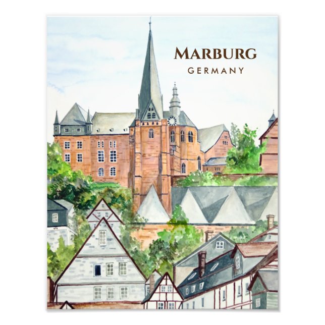 Foto Marburg Altstadt Alemanha Townscape Painting (Frente)