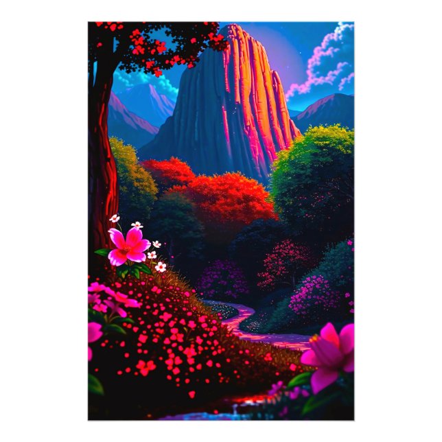 Foto Märchenhafter Wanderpfad durch blühende Berglandsc (Frente)