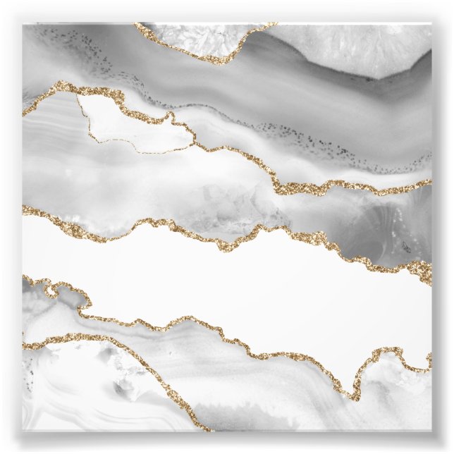 Foto Mármore Branco Cinza Ágata Refined Brilho Dourado (Frente)