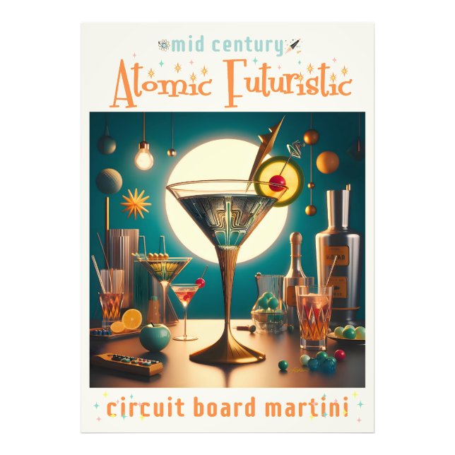 Foto Martini Futurista de Placa de Circuito Atômico (Frente)