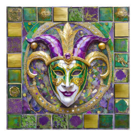 Foto Máscara de Jester Mardi Gras Roxo Verde Dourado