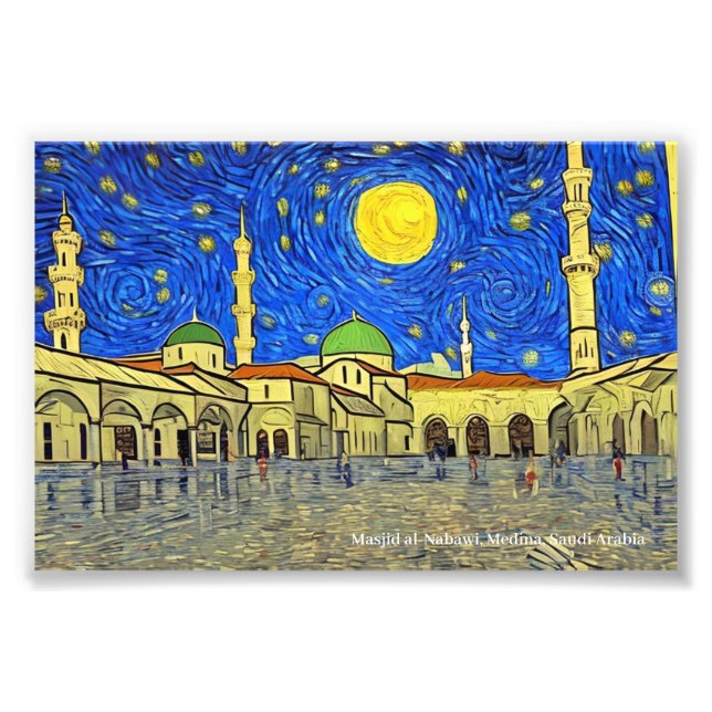 Foto Masjid al-Nabawi, Medina, Arábia Saudita numa Post (Frente)