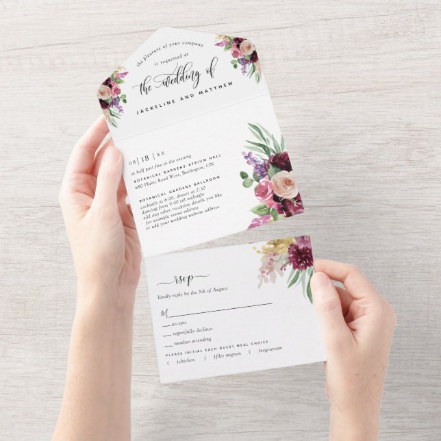 Foto: Mauve Floral Tear Off RSVP (Aba destacável)