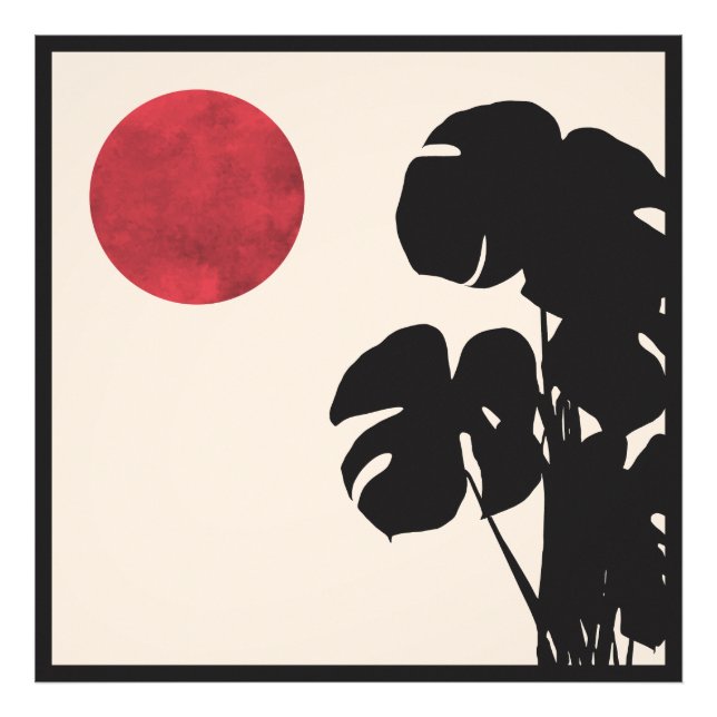 Foto Meio século Modern Monstera & Sun Minimalist Art (Frente)