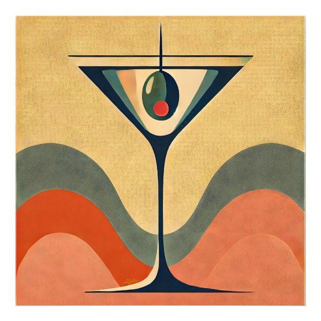 Foto Meio século moderno "pimento azeitona martini wave (Frente)