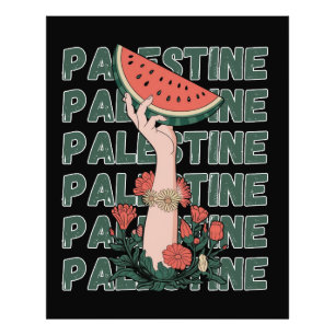 Foto melancia, flores e texto palestino Repetir