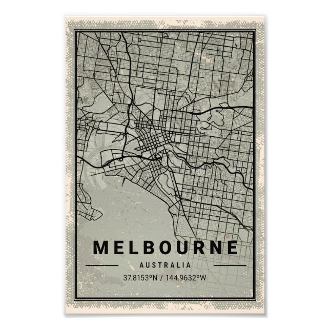 Foto Melbourne australia map print poster canvas (Frente)