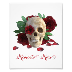 Foto Memento Mori. Caveira com rosas vermelhas