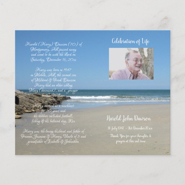 Foto Memorial Funeral Order Program (Frente)