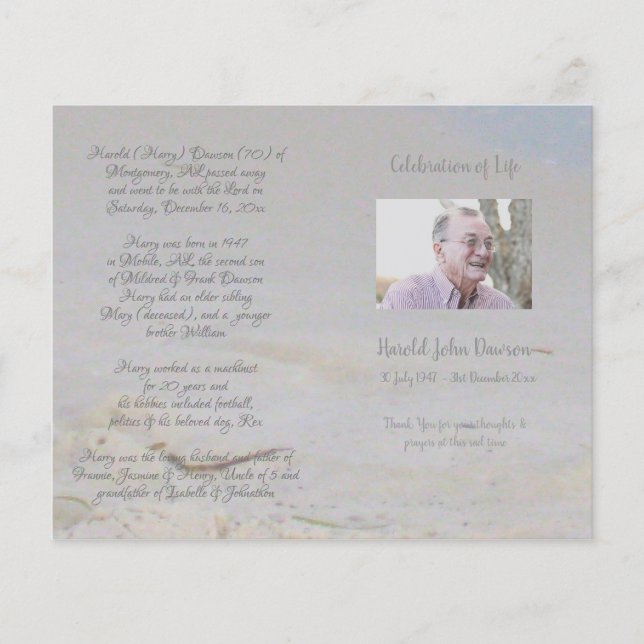 Foto Memorial Funeral Order Program (Frente)