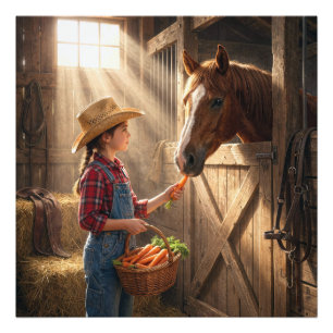 Foto Menina alimentando um cavalo com cenouras