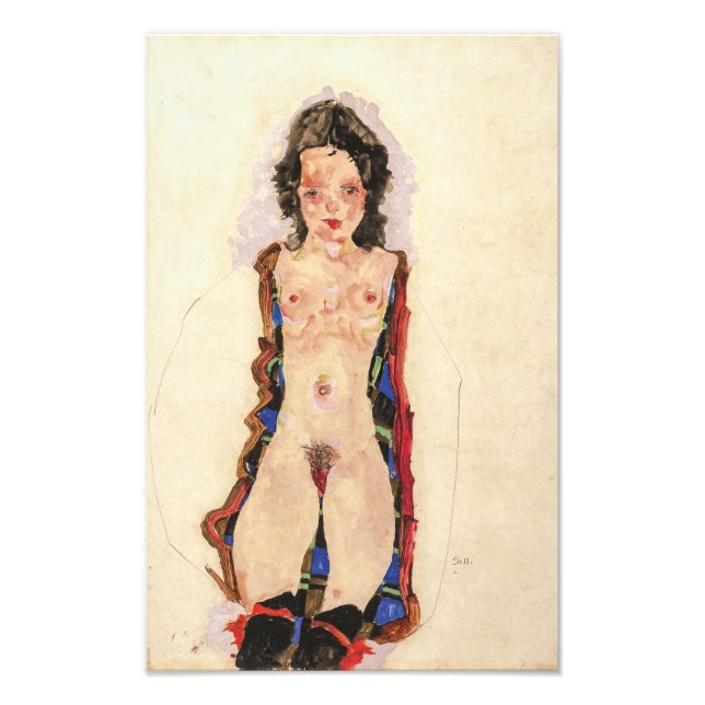 Foto Menina com Ligas Vermelhas | Egon Schiele | (Frente)