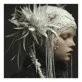 Foto Menina de Porcelana com Toucado de Renda Floral Re