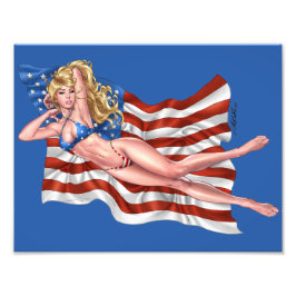 Foto Menina Pin-up de Biquíni da Bandeira Americana por