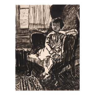 Foto Menina sentada na cadeira (cerca de 1917-1918) Tel