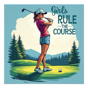Foto Meninas governam o curso Ilustração de Golfe Retro