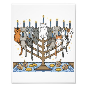 Foto Menorá de Gatos Meowzel engraçada de Hanukkah