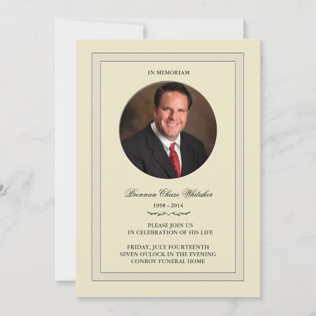 Foto mergulhada no cartão de Memoriam (Frente)