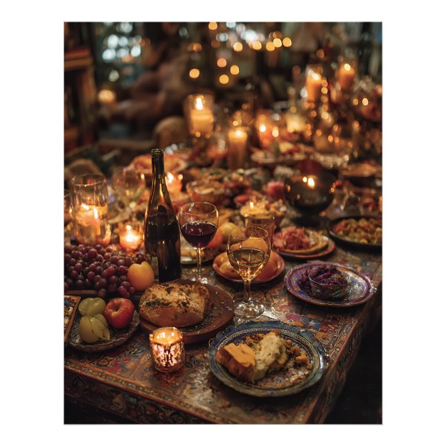 Foto Mesa de Banquete de Vinho Tinto Ornamentada (Frente)