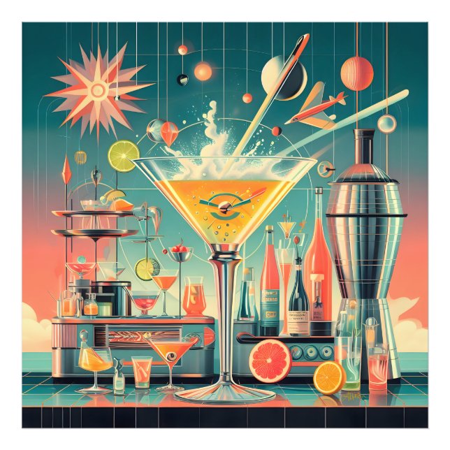 Foto Mid Century Atomic Futuristic Citrus Martini Bar (Frente)