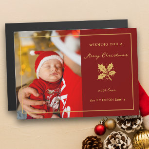 Foto mínima e elegante vermelha/Dourada