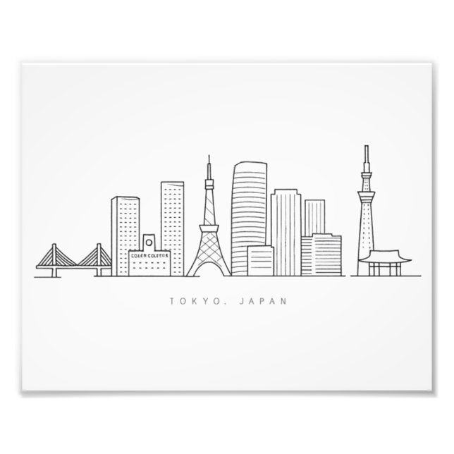 Foto Minimalist Tokyo Skyline Illustration (Frente)