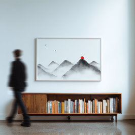 Foto MistMountain Sunrise Art - Zen Landscape Impressão