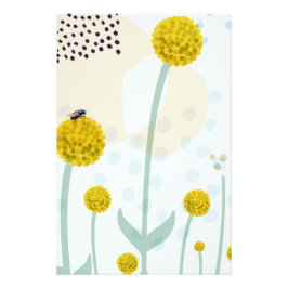 Foto Modern Abstract Botanical Yellow Billy Button