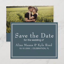 Foto Moderna Borda Minimalista Azul Salvar Data