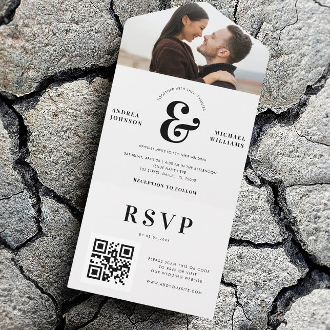 Foto Moderna e Ampersand Casamento QR Code RSVP (Criador carregado)