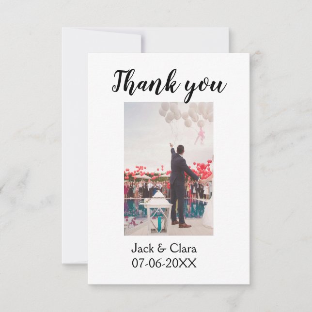 Foto moderna elegante simples agradecimento casame (Frente)