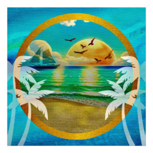 Foto Moderna Floresta Tropical de Palmeiras Sunset