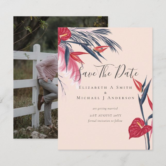 Foto moderna Salvar Datas Pampas Grass Tropical (Frente/Verso)