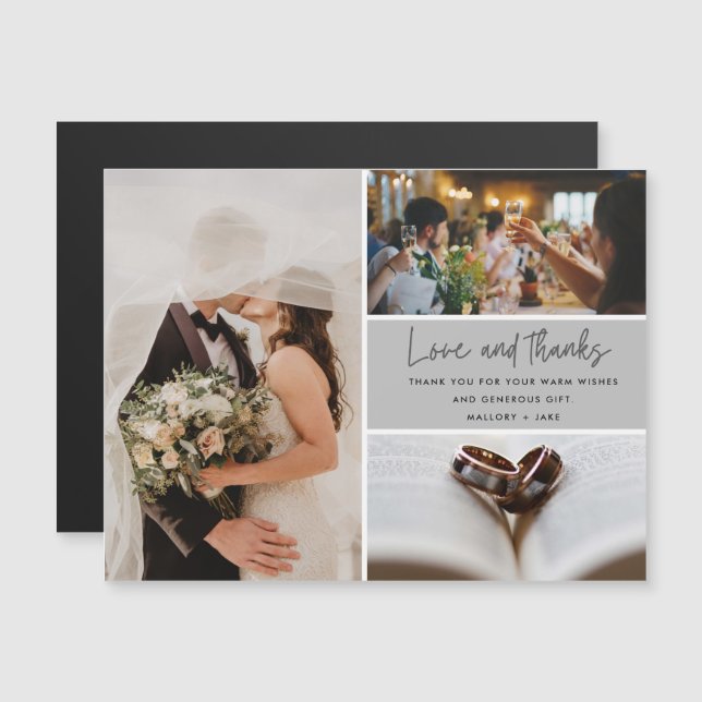 Foto Moderno 3 Obrigados De Amor Casamento Obrigad (Frente/Verso)