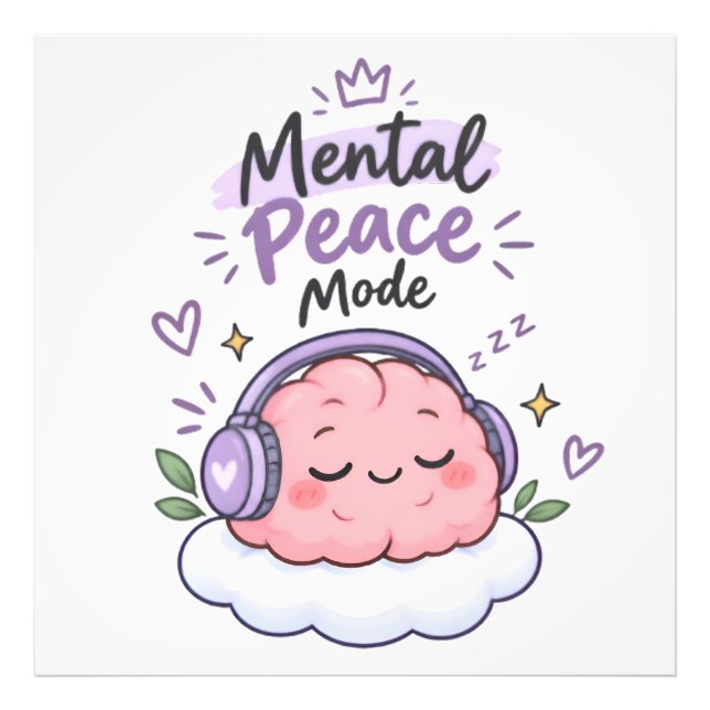 Foto Modo Paz Mental | Poster de Auto-Cuidado com Céreb (Frente)