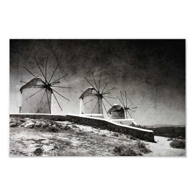 Foto Moinhos de vento de Mykonos 2 - Impressão (Frente)