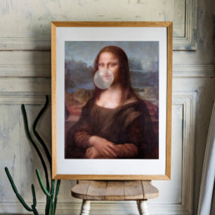 Foto Mona Lisa soprando chiclete cinza
