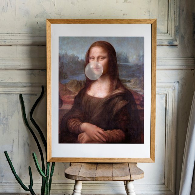 Foto Mona Lisa soprando chiclete cinza (Criador carregado)