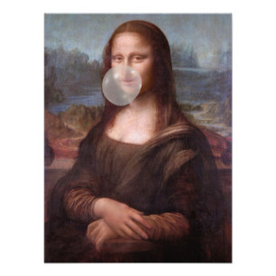 Foto Mona Lisa soprando chiclete cinza