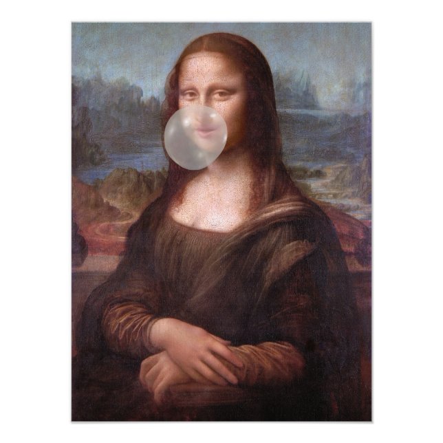 Foto Mona Lisa soprando chiclete cinza (Frente)
