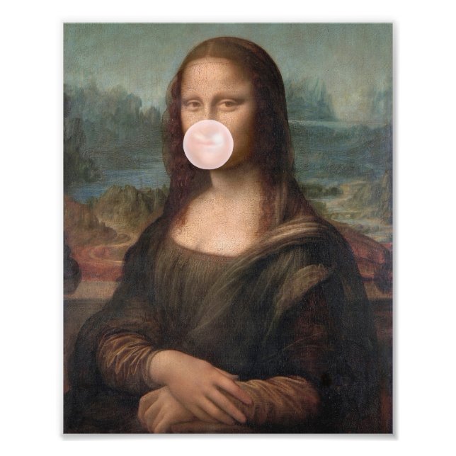Foto Mona Lisa soprando chiclete rosa (Frente)