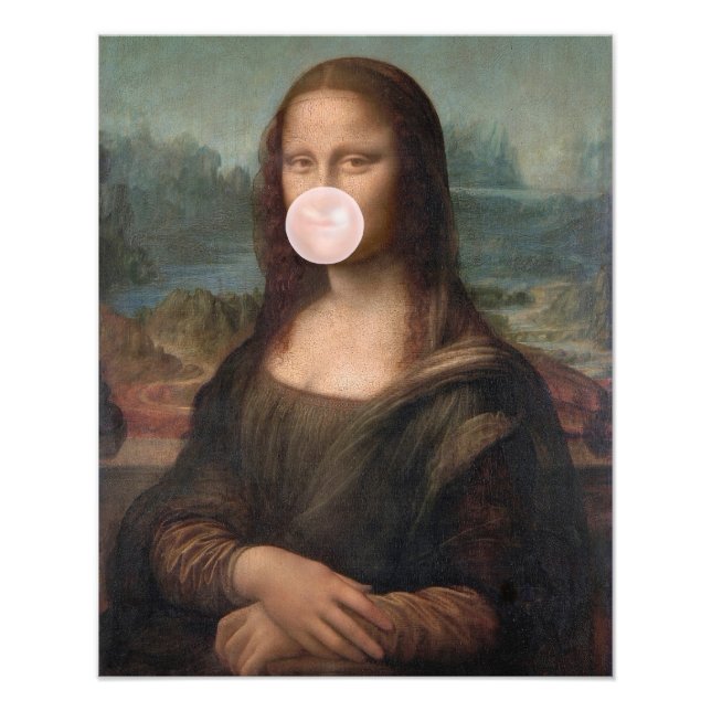Foto Mona Lisa soprando chiclete rosa (Frente)
