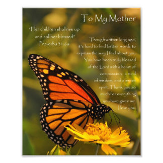 Foto Monarch Butterfly "Proverbs 31:6" Mãe Obrigado