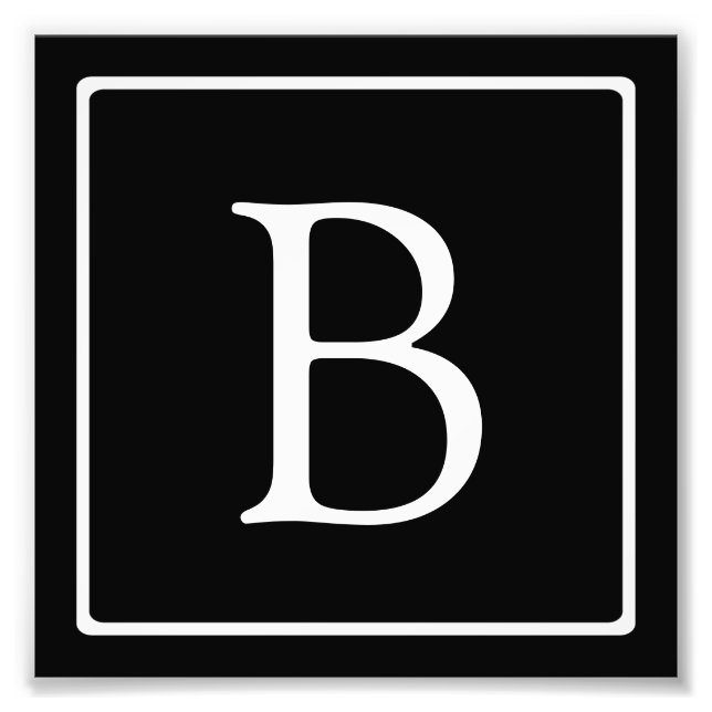 Foto Monograma clássico simples | Preto com texto branc (Frente)